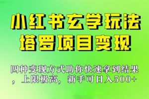 （7079期）新手也能日入500的玩法，上限极高，小红书玄学玩法，塔罗项目变现大揭秘
