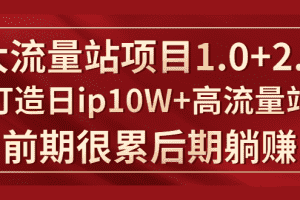 （1425期）《大流量站项目1.0+2.0》打造日ip10W+高流量站，前期很累后期躺赚