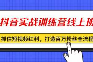 (1309期)抖音实战训练营线上班,抓住短视频红利,打造百万粉丝全流程(无水印)