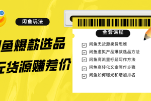 闲鱼无货源赚差价进阶玩法，爆款选品，资源寻找，引流变现全套教程（11节课）