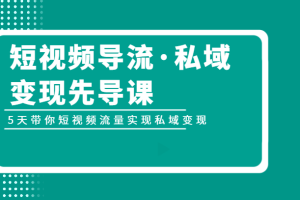 短视频导流·私域变现先导课，5天带你短视频流量实现私域变现