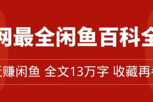 全网最全闲鱼百科全书，全文13万字左右，带你玩赚闲鱼卖货，从0到月入过万