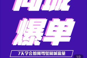 同城本地生活流量课（本地推） 7天学会如何驾驭同城流量