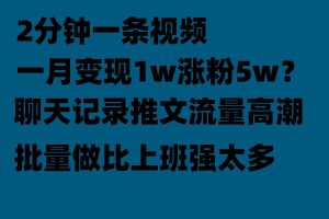 聊天记录推文玩法，2分钟一条视频一月变现1w涨粉5W【附软件】