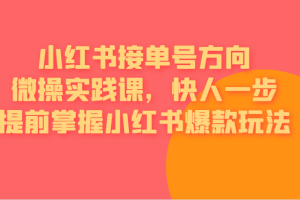 小红书接单号方向微操实践课，快人一步提前掌握小红书爆款玩法