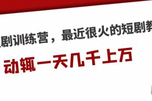 短剧训练营，最近很火的短剧教程，动辄一天几千上万的收入