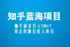 知乎蓝海玩法，躺平副业月入1W+，真正的睡后收入项目（6节视频课）