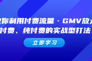 教你利用付费流量·GMV放大，微付费、纯付费的实战型打法【无水印】