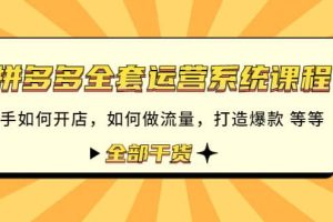 拼多多全套运营系统课程：新手如何开店 如何做流量 打造爆款 等等 全部干货