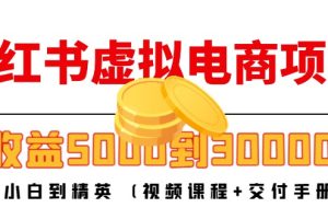 小红书虚拟电商项目：从小白到精英 月收益5000到30000 (视频课程+交付手册)