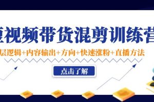 短视频带货混剪训练营：底层逻辑+内容输出+方向+快速涨粉+直播方法