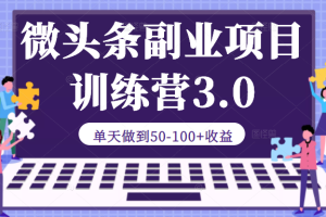 微头条副业项目训练营3.0：单天做到50-100+收益