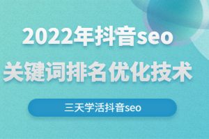 2022年抖音seo关键词排名优化技术，三天学活抖音seo