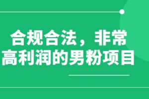 男粉项目第一期，规合法合规，非常高利润的项目（价值398元）