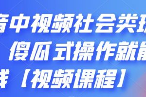 抖音中视频社会类玩法，傻瓜式操作就能赚钱