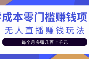 零成本零门槛赚钱项目，无人直播挂机赚钱玩法每月多赚几百上千元【视频教程】