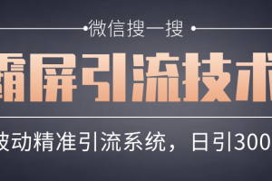 微信搜一搜霸屏引流技术，打造被动精准引流系统，轻松日引300+流量【第七课】