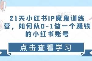 21天红小书IP鬼魔训练营,如何从0-1做一个赚钱的小红书账号