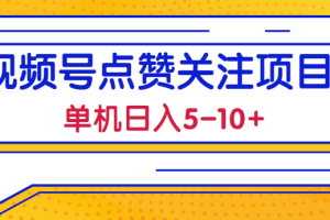 2023最新视频号点赞关注项目，单机日入5-10+，简单操作稳定撸低保!【视频教程】