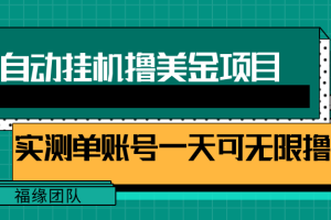 全自动挂机撸美金项目，多账号操作日撸美金无上限【视频教程】