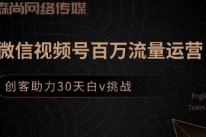 售价399元创客江湖录微信视频号百万流量运营，创客助力30天白V挑战