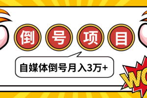 自媒体倒号项目，账号买卖暴利项目，小白轻轻松松月入3万+