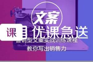 优课急送《营销型文案实战训练课教程》视频【价值299元】