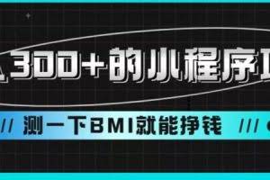 日入300+的小程序项目，测一下BMI就能挣钱【揭秘】