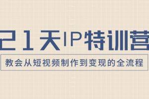 （8223期）21天IP特训营，教会从短视频制作到变现的全流程