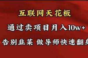 （9201期）导师训练营互联网的天花板，让你告别韭菜，通过卖项目月入10w+，一定要…