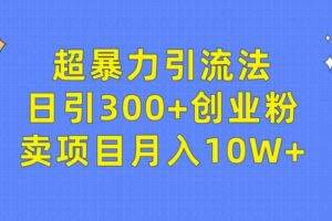 （9954期）超暴力引流法，日引300+创业粉，卖项目月入10W+