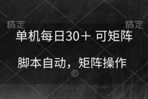 （10100期）单机每日30＋ 可矩阵，脚本自动 稳定躺赚