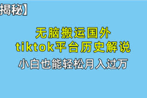 （10326期）无脑搬运国外tiktok历史解说 无需剪辑，简单操作，轻松实现月入过万