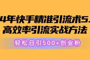 （10894期）24年快手精准引流术5.0，高效率引流实战方法，轻松日引500+创业粉