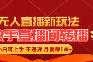 （11775期）快手直播间转播玩法简单躺赚，真正的全无人直播，小白轻松上手月入1W+