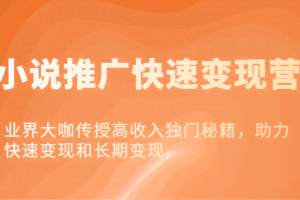 小说推广快速变现营-业界大咖传授高收入独门秘籍，助力快速变现和长期变现。