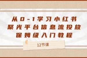 从0-1学习小红书聚光平台信息流投放，保姆级入门教程（12节课）