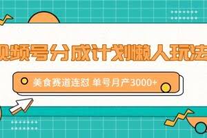 视频号分成计划懒人玩法，美食赛道连怼 单号月产3000+