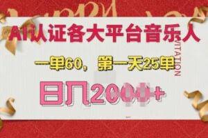 AI音乐申请各大平台音乐人，最详细的教材，一单60.第一天25单，日入多张【揭秘】