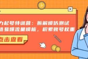 （13184期）暴力起号特训营：拆解模仿测试，打造易爆流量模板，积累账号权重