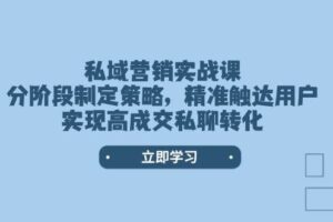 私域营销实战课，分阶段制定策略，精准触达用户，实现高成交私聊转化