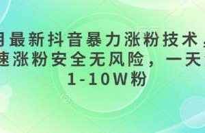 3月最新抖音暴力涨粉技术，快速涨粉安全无风险，一天涨1-10W粉