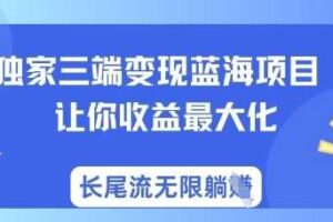 独家三端变现蓝海项目，让你收益最大化，长尾流无限躺挣