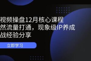 短视频操盘12月核心课程：自然流量打通，现象级IP养成，实战经验分享