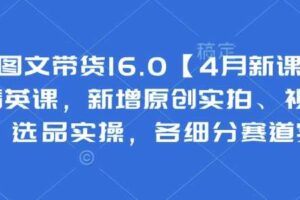 抖音图文带货16.0【4月新课】基础+精英课，新增原创实拍、视频混剪、选品实操，各细分赛道实操