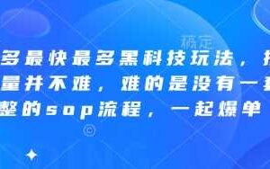拼多多最快最多黑科技玩法，拼多多起量并不难，难的是没有一套完整的sop流程，一起爆单!