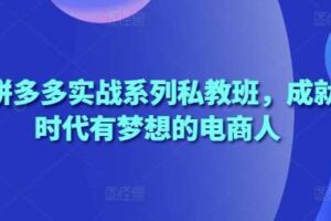 2025拼多多实战系列私教班，成就这个时代有梦想的电商人