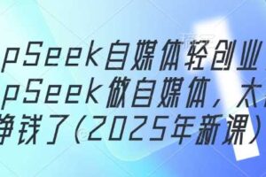 DeepSeek自媒体轻创业，用DeepSeek做自媒体，太容易挣钱了(2025年新课)