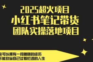 2025超火项目，副业最佳选择，小红书笔记带货团队实操落地项目，，轻松日入5张