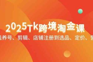 2025Tk跨境淘金课：涵盖养号、剪辑、店铺注册到选品、定价、营销等